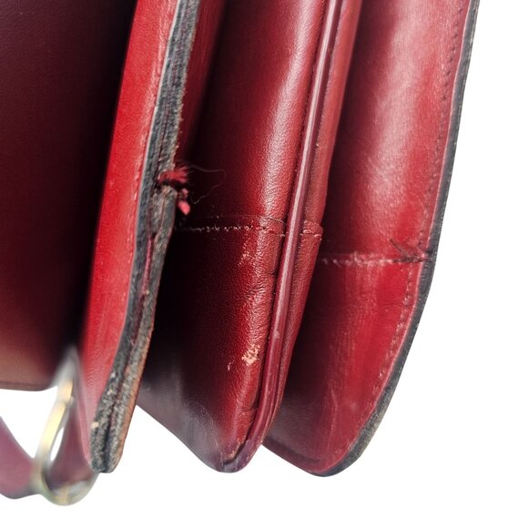 Vintage Etienne Aigner Burgundy Leather Accordion Purse Gold-Tone Hardware - Picture 6 of 15